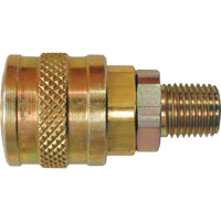 Quick Couplers - 1/4" Industrial, One Way Shut-Off - Automatic Couplers, Brass Equipex