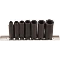 Jeu de douilles, 7 Mcx, Chocs, Prise de 1/4", Profond Equipex