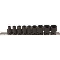 Jeu de douilles &agrave; paroi mince, 9 Mcx, Chocs, Prise de 3/8" Equipex