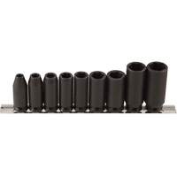 Jeu de douilles longues, 9 Mcx, Chocs, Prise de 3/8", Profond Equipex