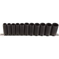 Jeu de douilles longues, 11 Mcx, Chocs, Prise de 1/2", Profond Equipex