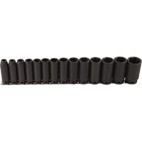 Jeu de douilles longues, 14 Mcx, Chocs, Prise de 1/2", Profond Equipex
