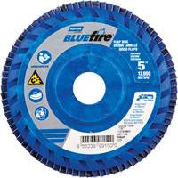 Disque &agrave; lamelles &agrave; grain grossier BlueFire, 5" x 7/8", Type 27, Grain 60, Alumine de zirconium Equipex