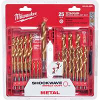 Jeu de forets m&eacute;triques Shockwave Red Helix, 25 morceaux, Titane Equipex