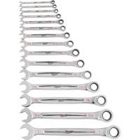 Ratcheting Wrench Set, Combination, 15 Pieces, Imperial Equipex