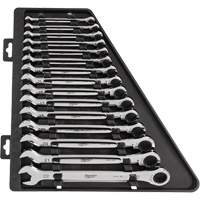 Ratcheting Wrench Set, Combination, 15 Pieces, Metric Equipex