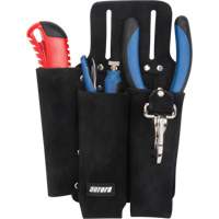 Lineman's Tool Pouch, Multiple Tool Holder, Leather, 3 Pockets Equipex
