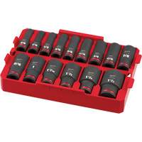 Jeu de douilles SAE Shockwave Impact Duty Packout, 15 Mcx, Chocs, Prise de 1/2", Profond Equipex