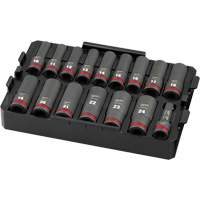 Jeu de douilles profondes 3/8" Shockwave Impact Duty Packout, 16 Mcx, Chocs, Prise de 1/2", Profond Equipex