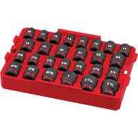 Jeu de douilles profondes 3/8" Shockwave Impact Duty Packout, 27 Mcx, Chocs, Prise de 1/2" Equipex