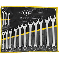 ICW-14PS Polished Wrench Set, Combination, 14 Pieces, Imperial Equipex