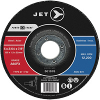 Meule &agrave; tronçonner Power-Xtreme A60PX, 5" x 3/64", Arbre de 7/8", Type 27, 12 200 Tr/min Equipex