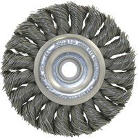 3K114 Unthreaded Knot Twisted Wire Wheel, 3-1/4" Dia., 0.014" Fill, 3/8"-1/2 Arbor Equipex