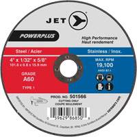 Powerplus Cut-Off Wheels for Die Grinders - Steel, 4" x 1/32", 5/8" Arbor, Type 1, 19100 RPM Equipex