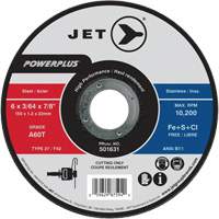 High Performance Cut-Off Wheels, 6" x 3/64", 7/8" Arbor, Type 27, 10200 RPM Equipex