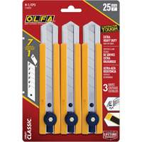 Couteau utilitaire classique extra robuste H-1 avec prise &agrave; pi&egrave;ce caoutchout&eacute;e, 25 mm Equipex