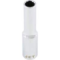 Chrome Socket, 8 mm, 1/4" Drive, 12 Points, Deep Equipex