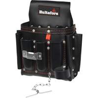 Electrician's Tool Pouch, Leather, 8 Pockets, Black Equipex