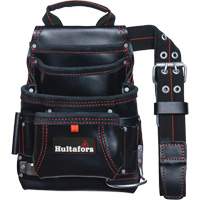 Carpenter's Nail & Tool Bag, Leather, 11 Pockets, Black Equipex