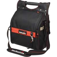 Zippered Professional Electrician's Tool Pouch, Ballistic Polyester, 19 Pockets, Black/Red Equipex