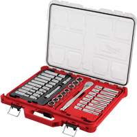 Jeu de cliquets et rochets avec organisateur &agrave; profil bas PACKOUT, 47 Mcx, Prise de 1/2", Profond Equipex