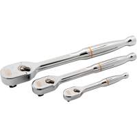 1/4", 3/8" & 1/2" Drive 120XP Full Polish Teardrop Ratchet Set Equipex