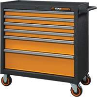 GSX Series Rolling Tool Cabinet, 6 Drawers, 36" W x 18-1/5" D x 37-2/5" H, Black/Orange Equipex