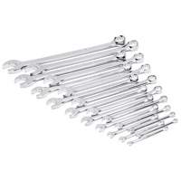 12-Point Long Pattern Combination SAE Wrench Set in Foam Storage Tray, Open-Ended, 19 Pieces, Imperial Equipex
