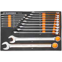 12-Point Long Pattern Combination SAE Wrench Set in Foam Storage Tray, Open-Ended, 19 Pieces, Imperial Equipex