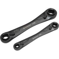 X6 4-in-1 Black Oxide Spline Ratcheting SAE Wrench Set, 2 Pieces, Imperial Equipex