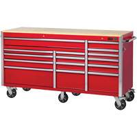 PRC7215 Pro Series Roller Cabinet, 15 Drawers, 72" W x 24" D x Red Equipex