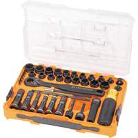 Jeu complet de douilles &agrave; chocs ouvertes & basculantes KNECT, 39 Mcx, Chocs Equipex