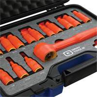 3/8" Drive SAE & Metric Hex Bit Insulated Socket and Attachment Set, 1000 V, 16 Pcs Equipex