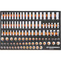 Jeu d'outils m&eacute;triques pour m&eacute;canicien MEGAMOD dans des plateaux en mousse modulaire avec armoire roulante &agrave; outils, 358 morcea Equipex