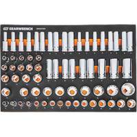 Jeu d'outils m&eacute;triques pour m&eacute;canicien MEGAMOD dans des plateaux en mousse modulaire avec armoire roulante &agrave; outils, 358 morcea Equipex