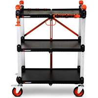 Chariot de chantier pliable &agrave; 3 &eacute;tag&egrave;res SITERUNNER, 30-3/5" lo x 20" la x 42-1/2" h, Noir Equipex