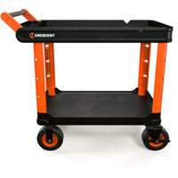 Chariot utilitaire industriel &agrave; 2 tablettes RAILWORKS avec roulettes de 8", 47" lo x 24-1/2" la x 37-4/5" h, Noir/Orange Equipex