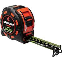 Ruban &agrave; mesurer Shockforce NITE EYE, 1-1/4" x 25'/8 m, Marques de goujon M&eacute;trique/SAE Equipex