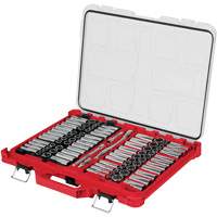 Jeu de cliquets et douilles m&eacute;triques/SAE avec organisateur PACKOUT &agrave; profil bas, 98 Mcx, Prise de 3/8" Equipex