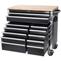 HDRC4112 HD Series Roller Cabinet, 12 Drawers, 41" W x 21" D x 40-3/10" H, Black Equipex