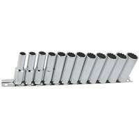 SS3812DM-12 12-Point Metric Socket Set, 12 Pcs, 3/8" Drive Size, Deep Equipex