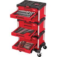 Ensemble maître de 366 outils &agrave; main pour m&eacute;caniciens avec tiroirs PACKOUT et diable, 16-3/10" x 22-1/5" x 48-5/8", Noir/Rouge Equipex