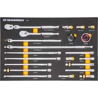 Ensemble d'outils &agrave; cliquet et d'entraînement 3/8" &agrave; 90 dents avec plateau de rangement en mousse Equipex