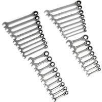 72-Tooth 12 Point Standard & Stubby Wrench Set, Ratcheting Combination, 34 Pieces, Imperial and Metric Equipex