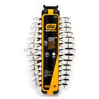 72-Tooth 12 Point Stubby Wrench Set, Ratcheting Combination, 14 Pieces, Imperial and Metric Equipex