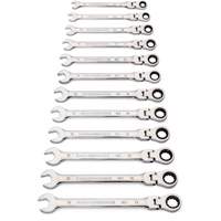 90-Tooth 12 Point Wrench Set, Flex Head/Ratcheting Combination, 12 Pieces, Metric Equipex