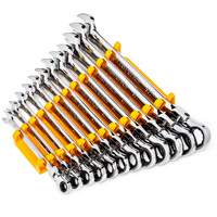 90-Tooth 12 Point Wrench Set, Flex Head/Ratcheting Combination, 12 Pieces, Metric Equipex