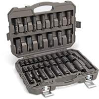 6 Point SAE/Metric Socket Set, 44 Pcs, Impact, 1/2" Drive Size, Deep Equipex