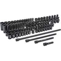 6 Point SAE/Metric Master Socket Set, 80 Pcs, Impact, 3/8" Drive Size, Deep Equipex