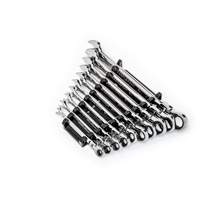 90-Tooth 12 Point SAE Wrench Set, Flex Head/Ratcheting Combination, 10 Pieces, Imperial Equipex